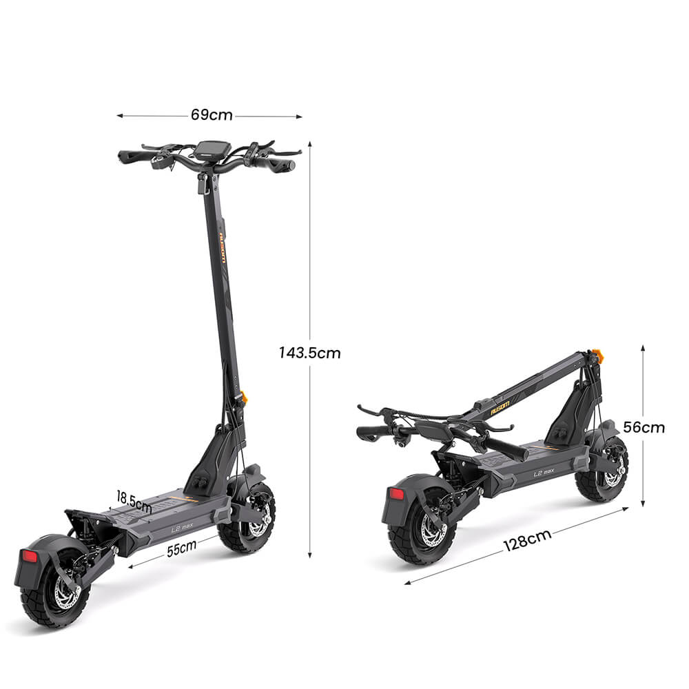 Ausom L2 Max Dual Motor Electric Scooter 1000W*2 90KM Range 65Km/h Max Speed 48V 20.8Ah Battery