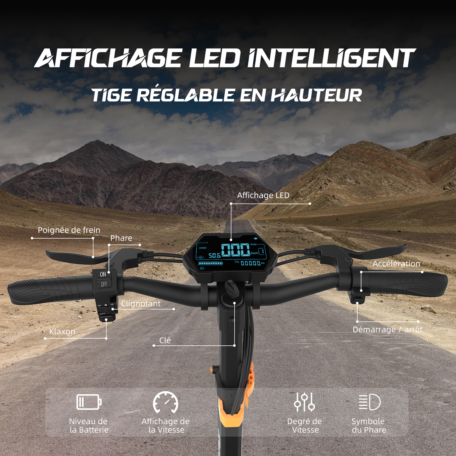 RUITOO M5 PRO Electric Scooter with seat and box 1200W 60KM Range 48V20.8AH Battery