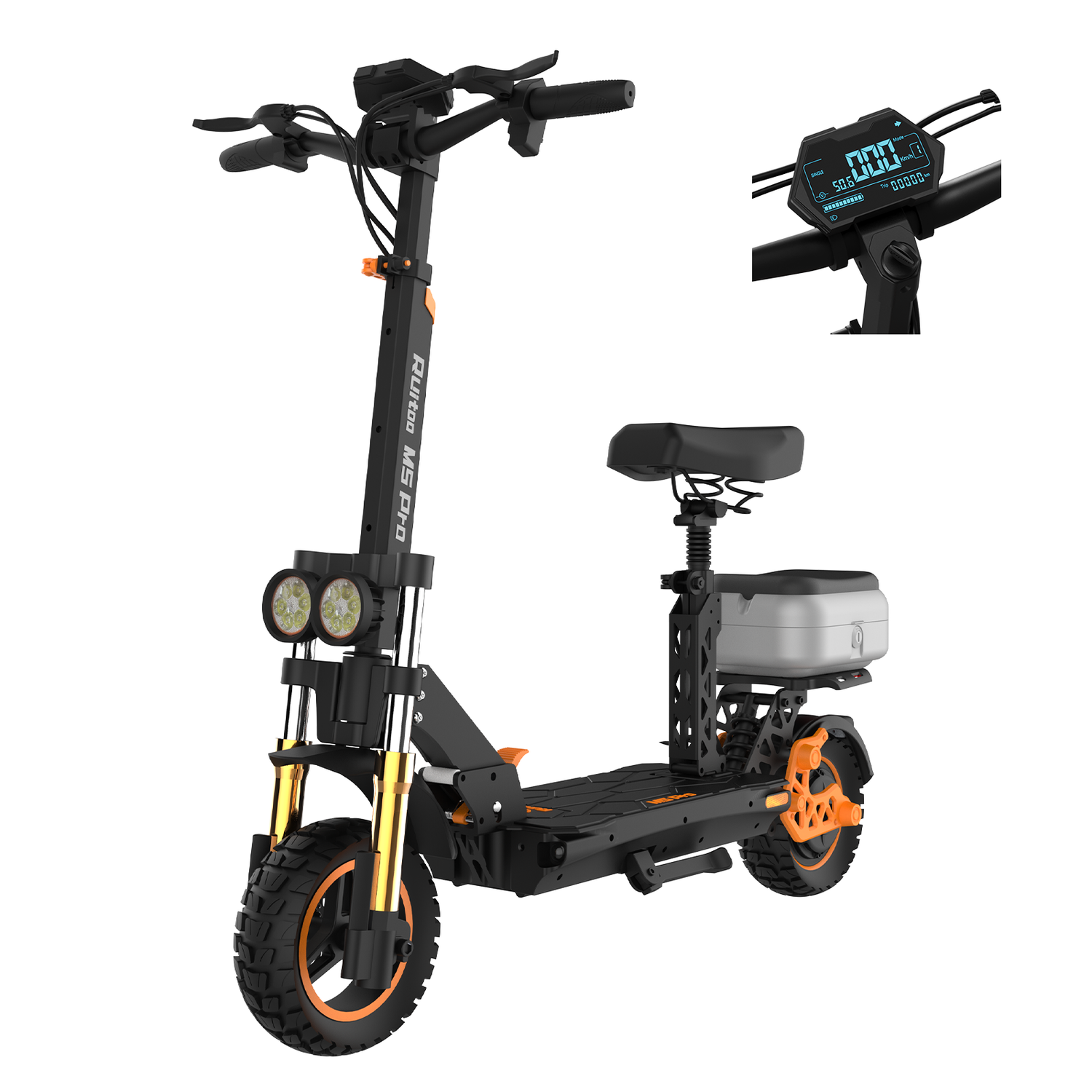 RUITOO M5 PRO Electric Scooter with seat and box 1200W 60KM Range 48V20.8AH Battery