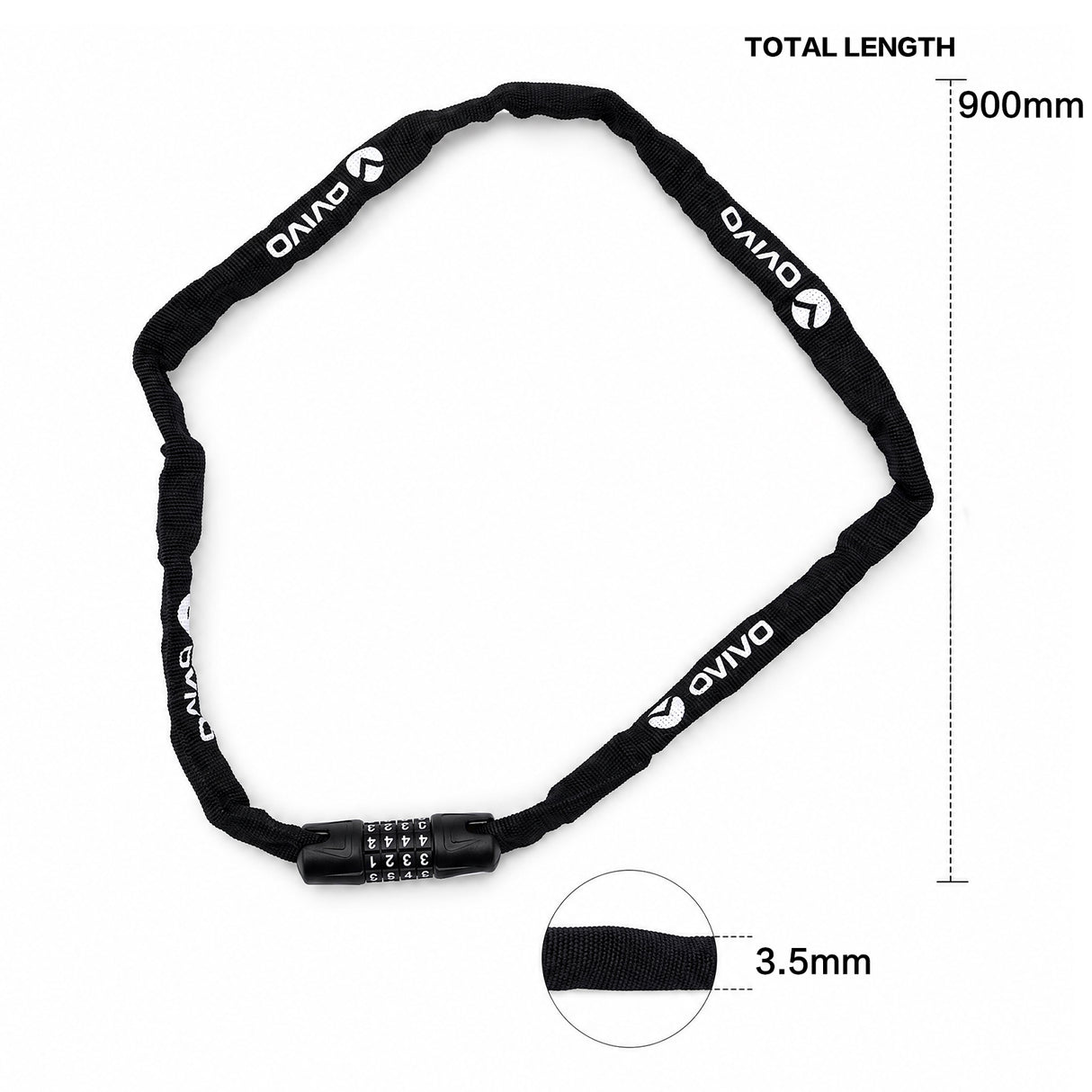 OVIVO Combination Lock 90cm for Ebike & Scooter