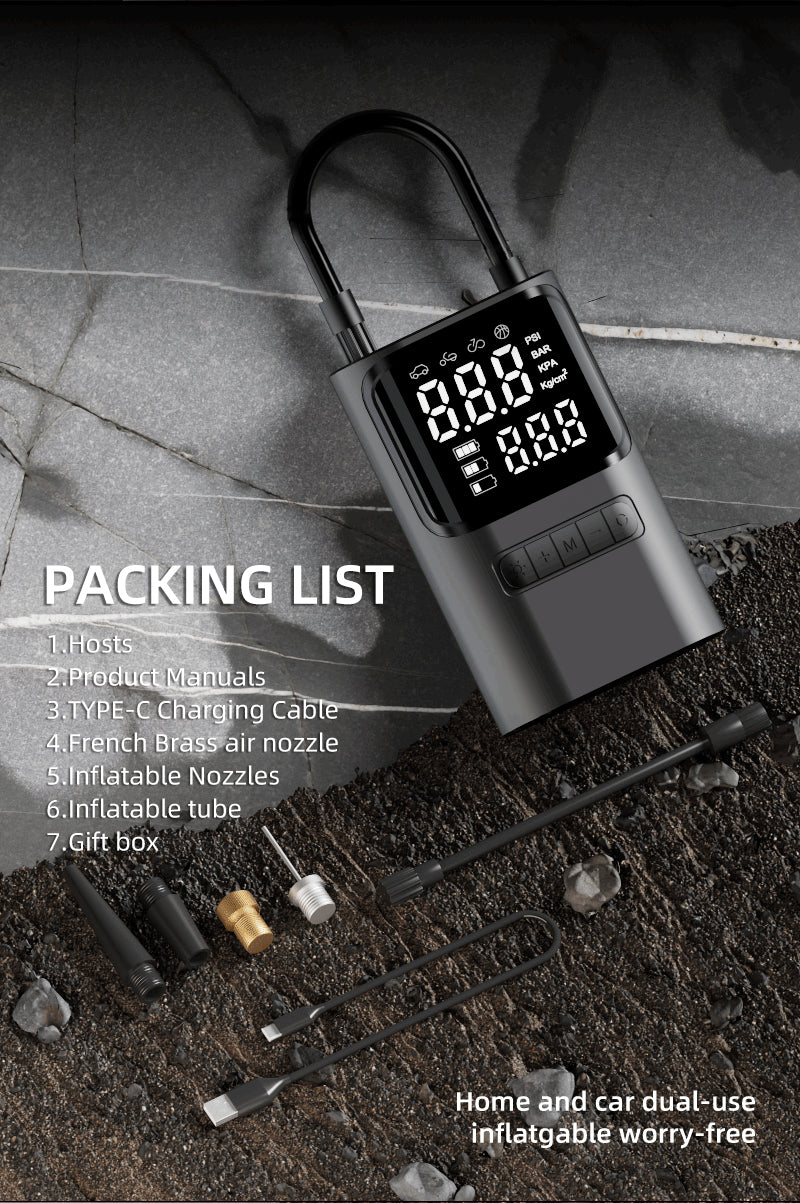 S72 Mini Portable Electric Air Pump Fast Inflation Auto Shut-Off