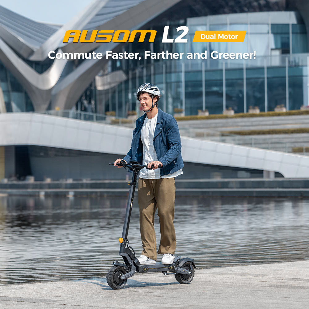 Ausom L2 Dual Motor Electric Scooter 800W*2 70KM Range 55Km/h Max Speed 48V 15.6Ah Battery