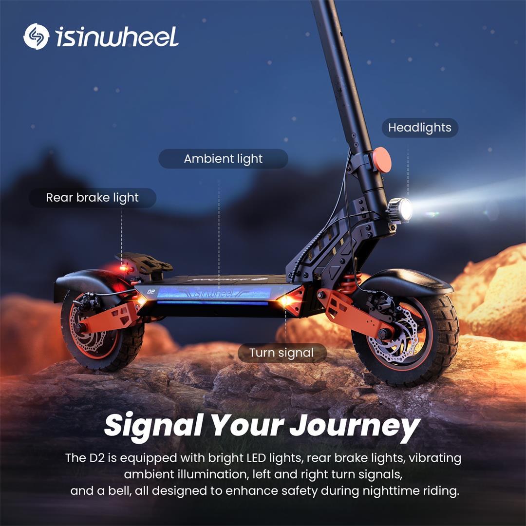 Isinwheel D2 Electric Scooter 1000W 55KM Range 45Km/h Max Speed 48V 15.6Ah