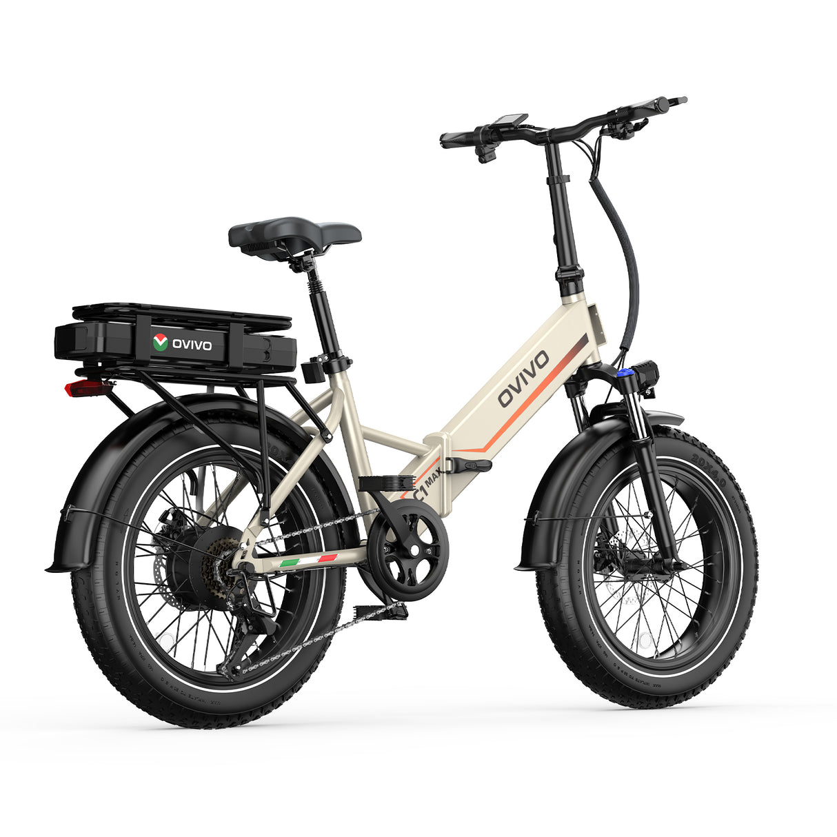 OVIVO HYPER GO Elektrofahrrad, 20x4,0" Fatbike-Reifen, 120 km Reichweite, Doppelfederung