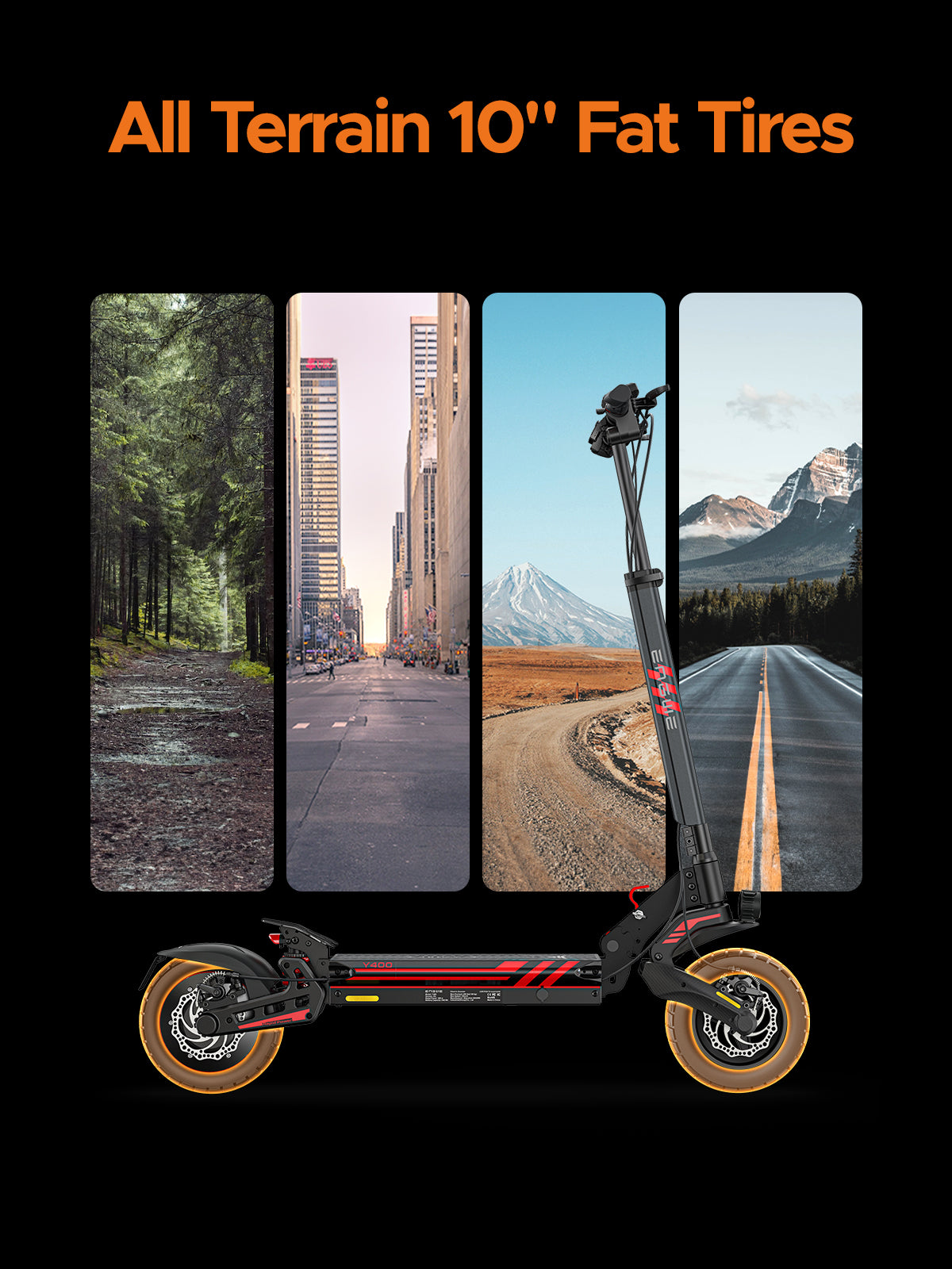 ENGWE Y400 Foldable Electric Scooter 10" Fat Tires 40KM Range