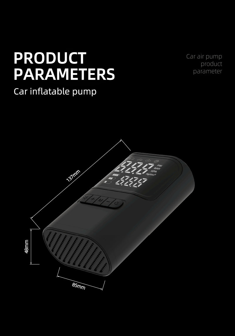 S72 Mini Portable Electric Air Pump Fast Inflation Auto Shut-Off