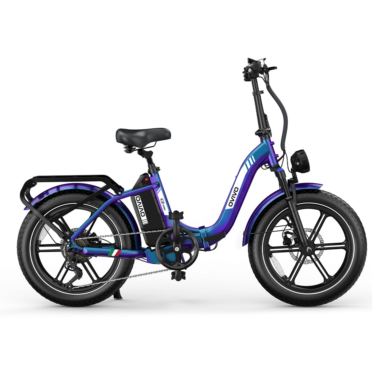 OVIVO C2 Pro Faltbares Elektrofahrrad, 250 W, 120 km Reichweite, 48 V 18 Ah Akku, 20 x 4,0" Fatbike-Reifen