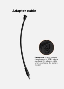 Adapter cable for battery charging port is DC2.1